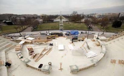Looking from the Capitol down the National Mall, the inaugural ...
